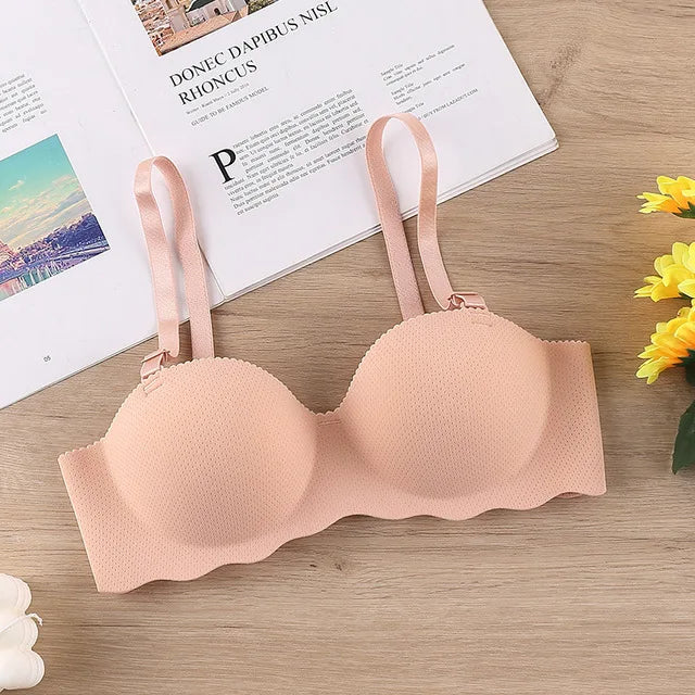 Thin One-piece Seamless Women's Bra Detachable Shoulder Straps Gathered Bralette Comfortable Without Steel Ring Sleep Brassiere - Matrix Studios