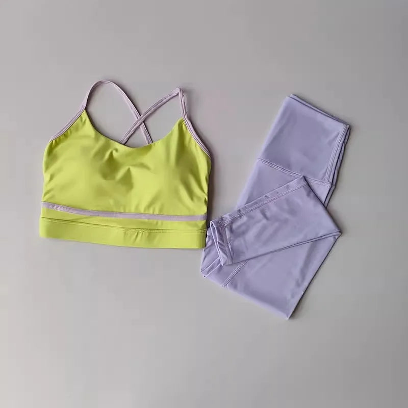 Women's Yoga Set Workout Set 2 Piece High Waist Yoga Leggings Sports Bra Gym Suit Activewear Sports Fitness Set Sports Suit - Matrix-studios.com