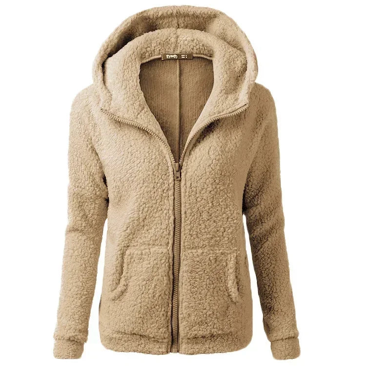 Autumn Winter Warm Jacket Women Hoodie Hooded 2025 Casual Female Hoodies Sweatershirt Zipper Coat Solid Soft Fleece Women Coat - Matrix Studios