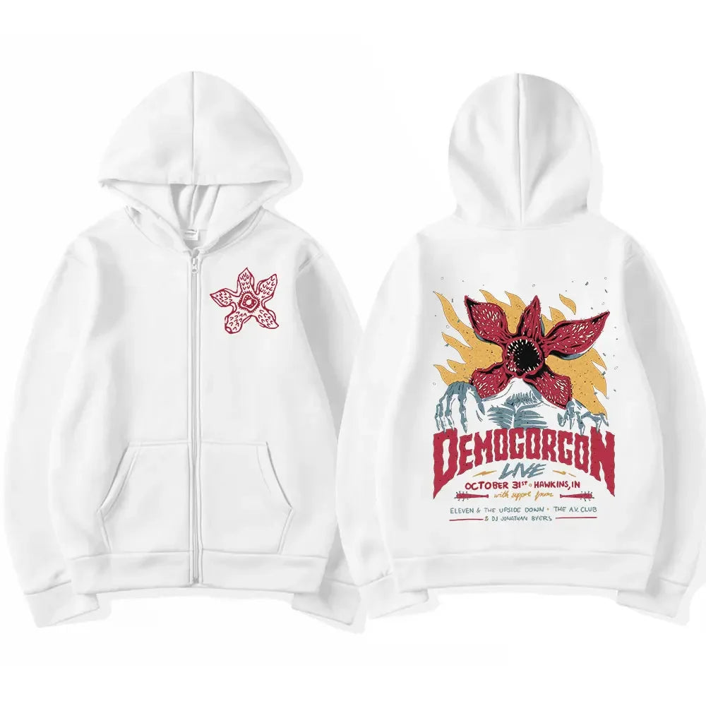 Eddie Munson The Demogorgon Zipper Hoodie Men Women Cannibal Flower Monster Print Cardigan Hooded Sweatshirt Harajuku Streetwear - Matrix Studios