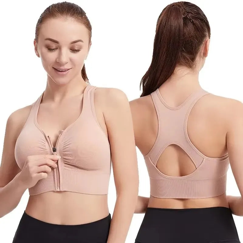 CZGUKE Women's Zipper Sports Bra Vest Plus Size Shock Resistant Bra Women's yoga Running Fitness Bra Women's Underwear - Matrix Studios