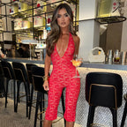 Avrilyaan Lace Seven-Point Long Pants Bodycon Sexy Party Deep V Playsuits Women Rompers Womens Jumpsuit 2025 Summer Overalls - Matrix Studios