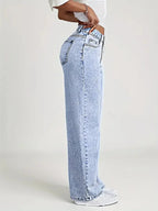 2026 New American Fashion Women's Loose Casual Wide Leg Straight Denim Jeans Baggy Streetwear Pants All Season Trousers - Matrix-studios.com