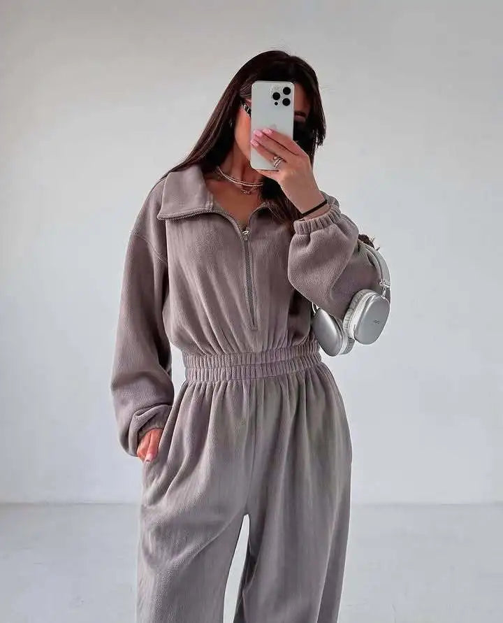 Zekye Woman Clothing New Fashion Long-sleeved Jumpsuit Women's Casual Semi-open Elastic Waist Jumpsuit Elegant Woman Jumpsuit - Matrix Studios