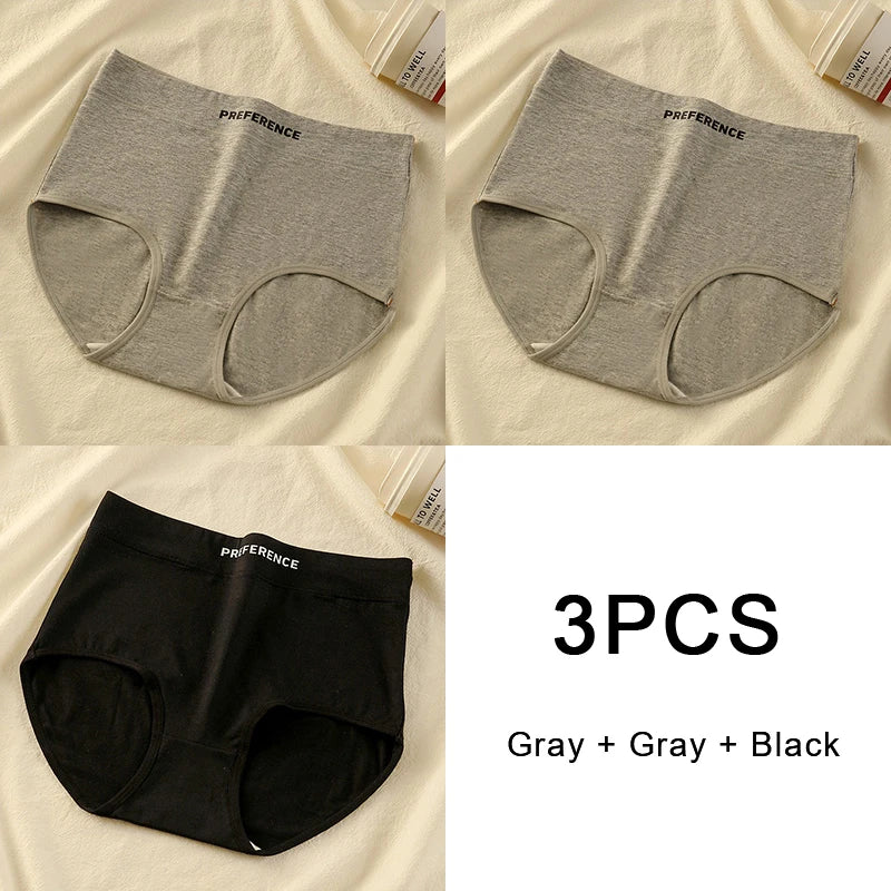 3PCS/set Color Panties Cotton Women Comfortable High-waist Underwear Soft Lingerie Breathable Female Panty Fitness Sports Briefs - Matrix Studios