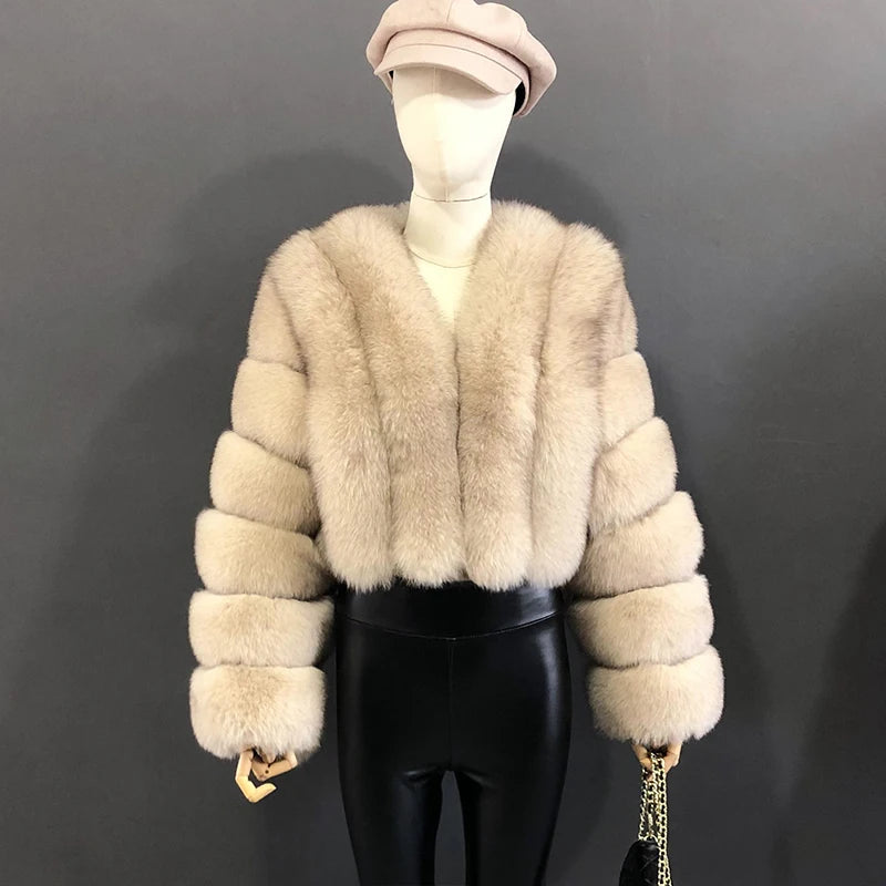 High Quality Fur Coat Women 100% Real Fox Fur Jacket Women's Fall/Winter Luxury Short Natural Fox Fur Coat Leather Jacket - Matrix Studios