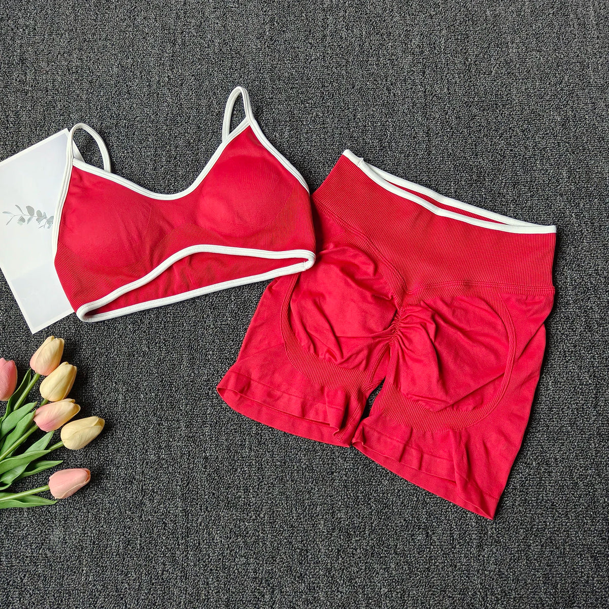 Peach Buttock Yoga Suit Women Gym Seamless Suspender Gathering Bra High Waist Hip Lifting Belly Tightening Shorts Fitness Set - Matrix-studios.com
