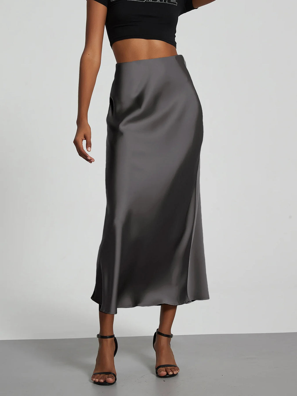 21 Colors New 2026 Women's Elegant High Waist Satin Long Skirts Female Summer Solid Color Faldas - Matrix-studios.com