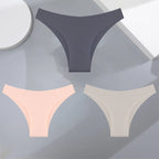 3Pcs Ultra-thin Seamless Silk Underwear Women's Panties Sexy Low-Waist Stretch Bikini Solid Color Briefs Lingerie XS-XXL Fashion - Matrix Studios