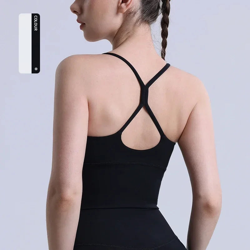 Solid Color Women Gym Yoga Naked Feeling Sexy Cross Back Y shape Sports Bra Fitness Yoga Jogging Workout Sports Women Sling - Matrix Studios