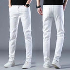 Fashion Mens Slim Fit Denim Pencil Pants High Quality Black White Skinny Stretch Jeans Mens High Street Jeans Four Season - Matrix Studios