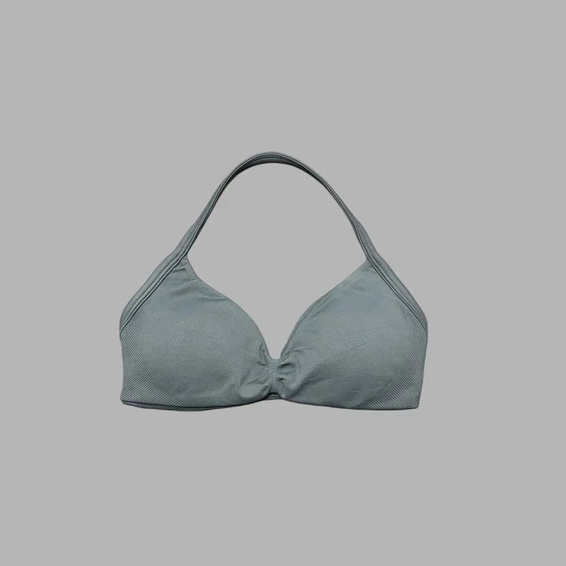 HISTELLO Sports Bra Push Up Strappy Sexy Open Back Gym Crop Top Removable Cups Women Workout Clothing Gym Top Halter Sport Bra - Matrix Studios