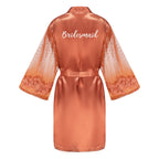 Caramel Wedding Bride Bridesmaid Robes Dressing Gown Sexy Women Bathrobe Night Shirts Short Women Kimono Mesh Sleeve - Matrix-studios.com