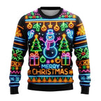 Neon Snowman Graphic Sweatshirts 2025 Merry Christmas 3D Printed Ugly Sweater For Women Clothing Snowflake Gifts Boy Tracksuit - Matrix Studios