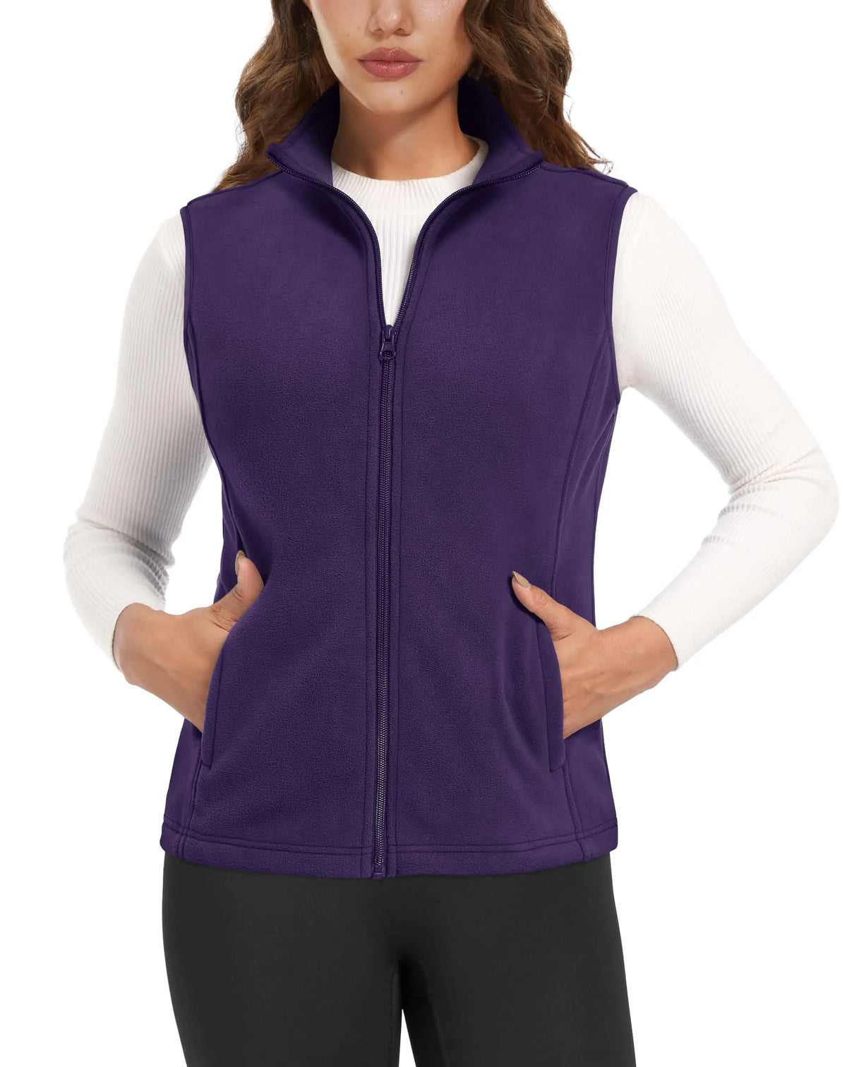 TACVASEN Autumn Winter Soft Warm Vest Womens Fashion Fleece Sleeveless Jacket Lightweight Outdoor Casual Zipper Front Waistcoat - Matrix Studios