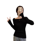 Solid Sexy Slim Off Shoulder Slash Neck Long Sleeve Knitting Sweater Women Jumpers Office Fashion New - Matrix Studios