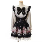 Y2k Aesthetic Lolita Style Bow Dress Shorts Set Japanese Women Gothic Lace Flare Sleeve Button Shirt Dress Punk Party Mini Dress - Matrix-studios.com