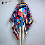WINYI Women Summer Fashion Evening Party Beachwear Kuwait Bohemian Abaya Kaftan Puff Sleeve Sexy Elegant Beach Cover Up Dress - Matrix Studios