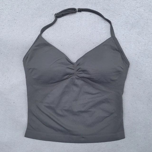 2 Pieces Yoga Set Women Backless Halter Tops High Waist Seamless Shorts Gym Suit Fitness Clothes Sportswear Workout Sets - Matrix-studios.com