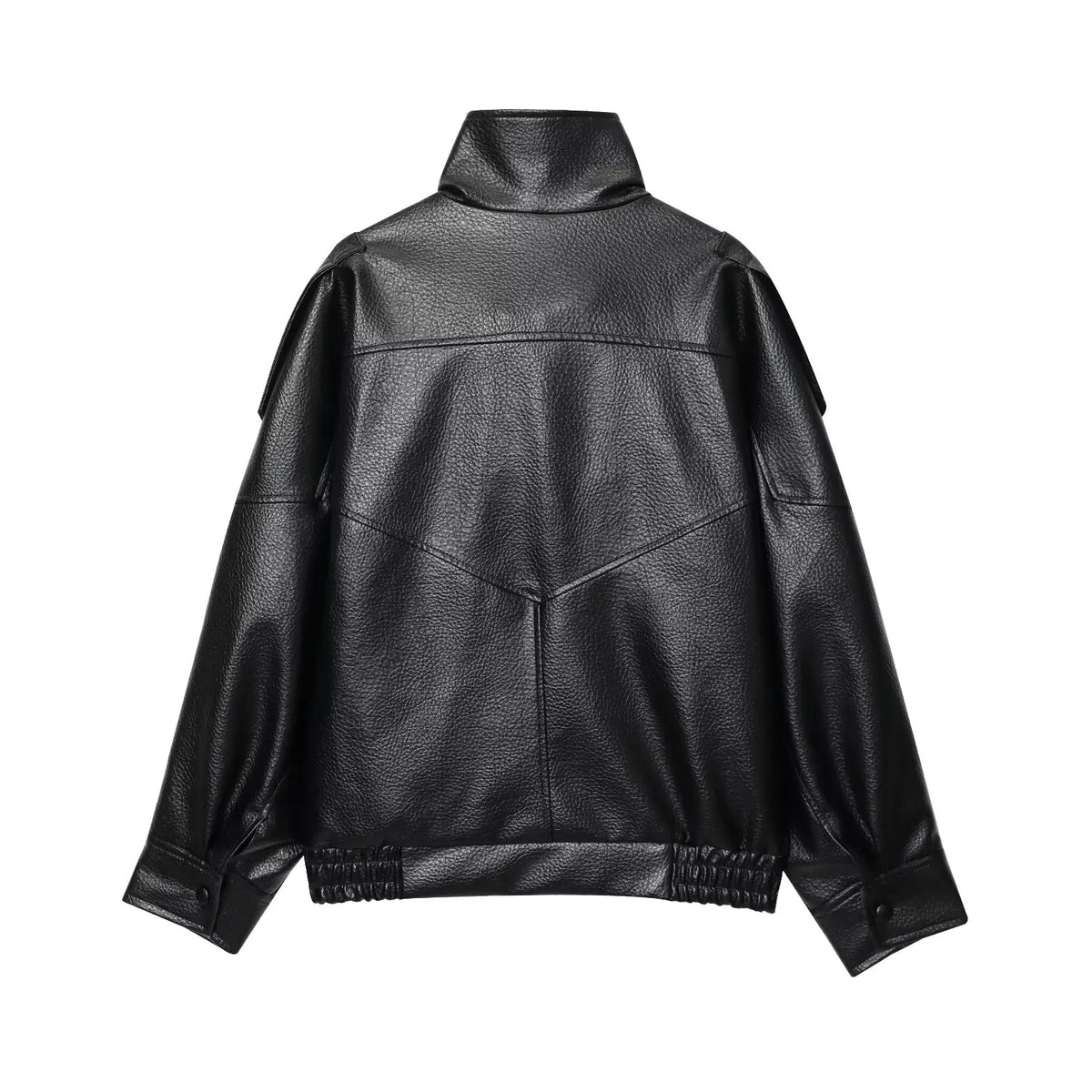 TFMLN 2025 Women Faux Leather Loose Jacket High Street Stand Collar Long Sleeve Coat Fashion Causal Zipper Outwear Autumn Winter - Matrix Studios