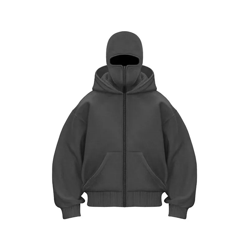 2025 Autumn Men Balaclava Y2K Gothic Harajuku Winter New Item Double Hooded Sweatshirt Men's Hooded Mask Zipper Sportswear Women - Matrix Studios