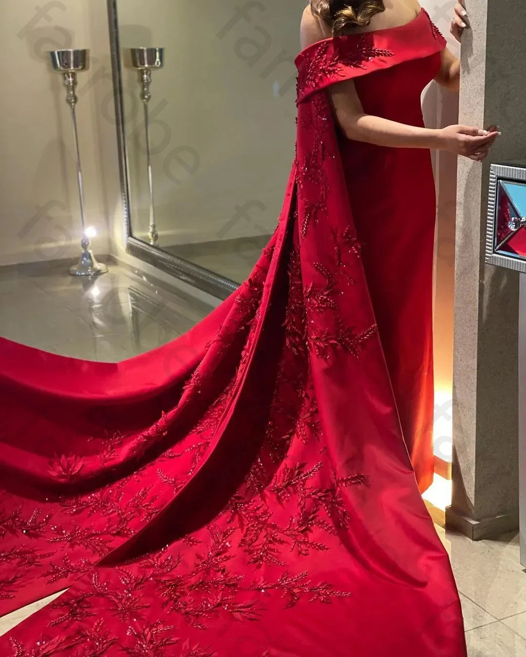 Customized Ankle Length Sheath Evening Party Gowns Women Beaded Applique Long Wrap Prom Dresses Zipper Back Vestidos Des - Matrix Studios