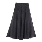 Polka Dot Printed Midi Skirts Two Piece Sets for Women 2025 Summer Chic Bow Tied Blouse Top Suits Woman 2 Piece Outfits - Matrix-studios.com
