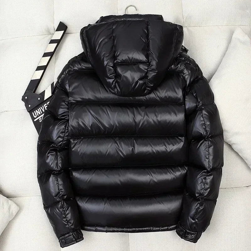 New Winter Men Shiny White Duck Down Coats Hooded Casual Puffer Jackets Quality Male Outdoor Windproof Parkas Warm Jackets 3XL - Matrix Studios