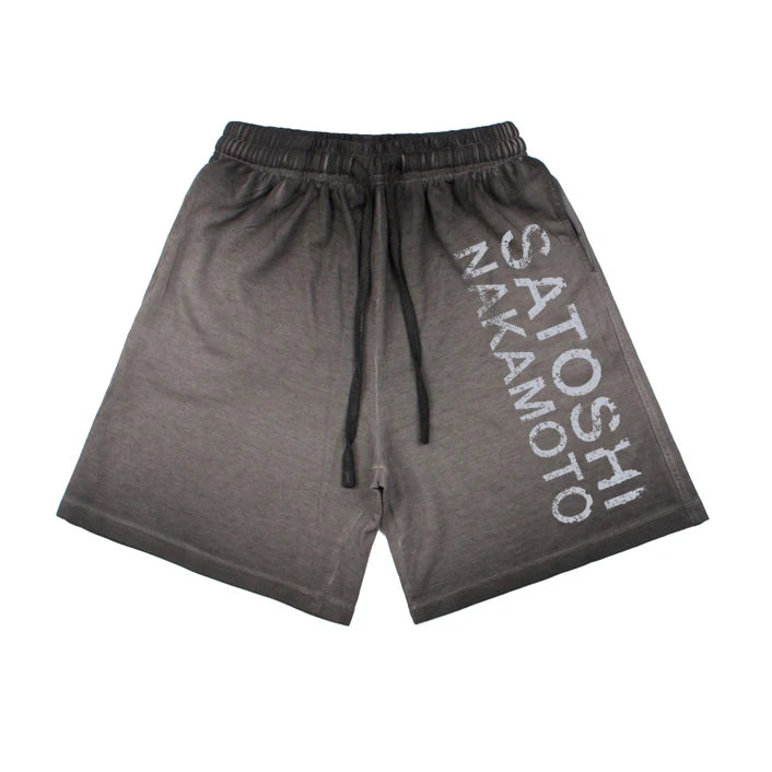 High Street Satoshi Nakamoto T Shirt Classic Retro Letter Wash Distressed Print Shorts Men Women Same Style Shirts Short -pants - Matrix-studios.com