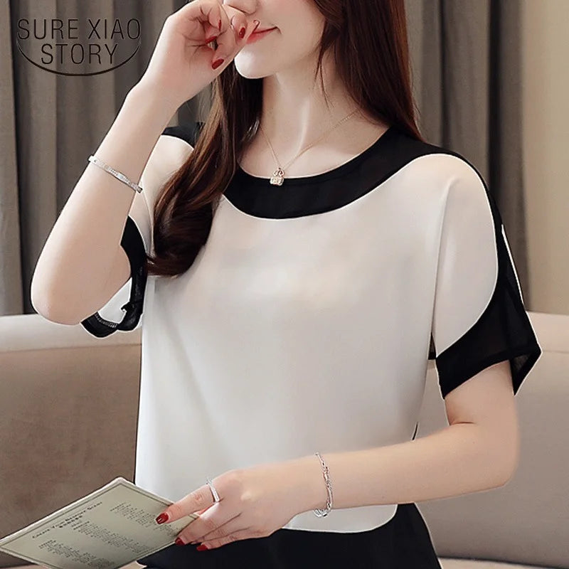 Fashion Women Blouses 2025 Women Blouse Shirt Short Sleeve Casual Chiffon Blouse Women Shirts Womens Tops and Blouses 3397 50 - Matrix-studios.com