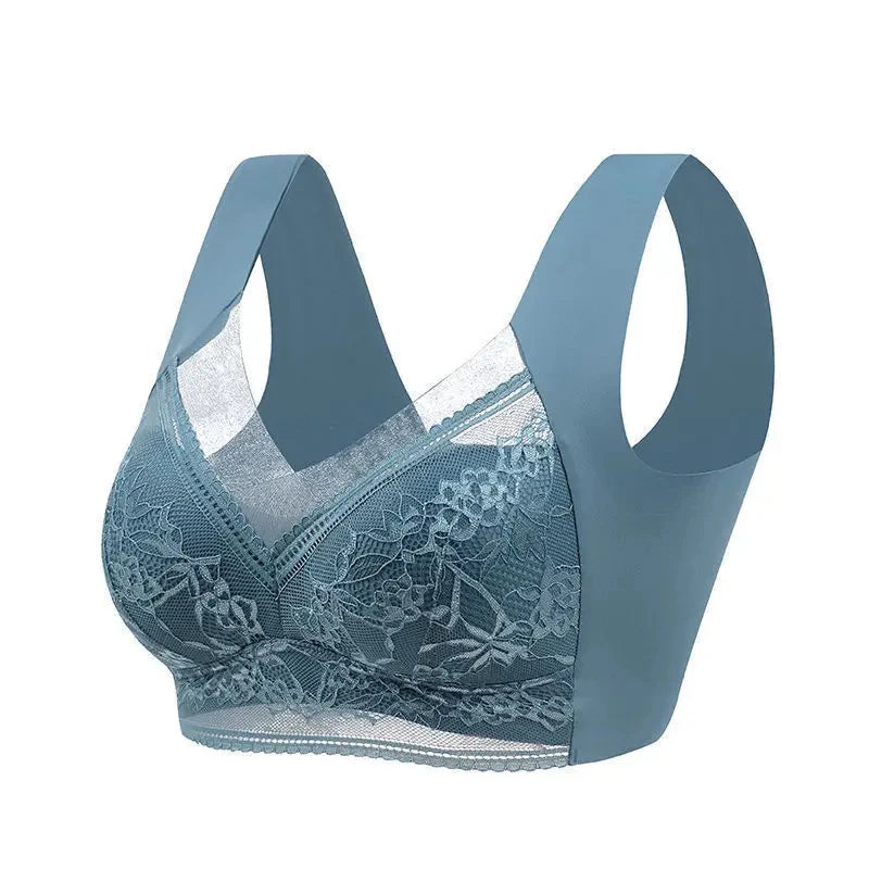 L-6L Women Large Bra Push Up Ice Silk Seamless upper Bralette Lace Wireless Summer Bras Plus Size Top Lingerie Underwear 15019 - Matrix Studios