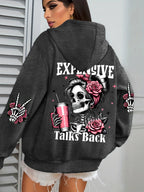 Expensive Talks Back Funny Printing Womens Hoodie Loose Multicolor Pullovers Fleece Autumn Sportswear Casual Pocket Hoody - Matrix Studios