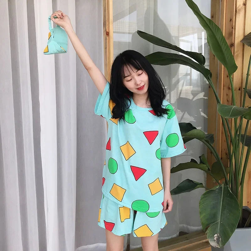 Pijama Sin Chan Man Pajama Sinchan Cotton Summer Short Sets Japanese Pajamas for Couples Man and Woman Sleepwear 2021 - Matrix-studios.com