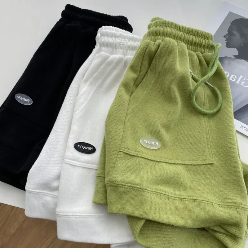 2026 Women's Comfortable Loose Wide-legged Drawstring A Pants Slim Waist Slim Fit Casual Home Versatile Sports Shorts New - Matrix Studios