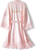 Bridesmaid Robes Rose Gold Bride Robe Wedding Bridesmaid Gift Satin Lace Robe Bridal Dressing Gown Bachelorette Party Pajamas - Matrix-studios.com