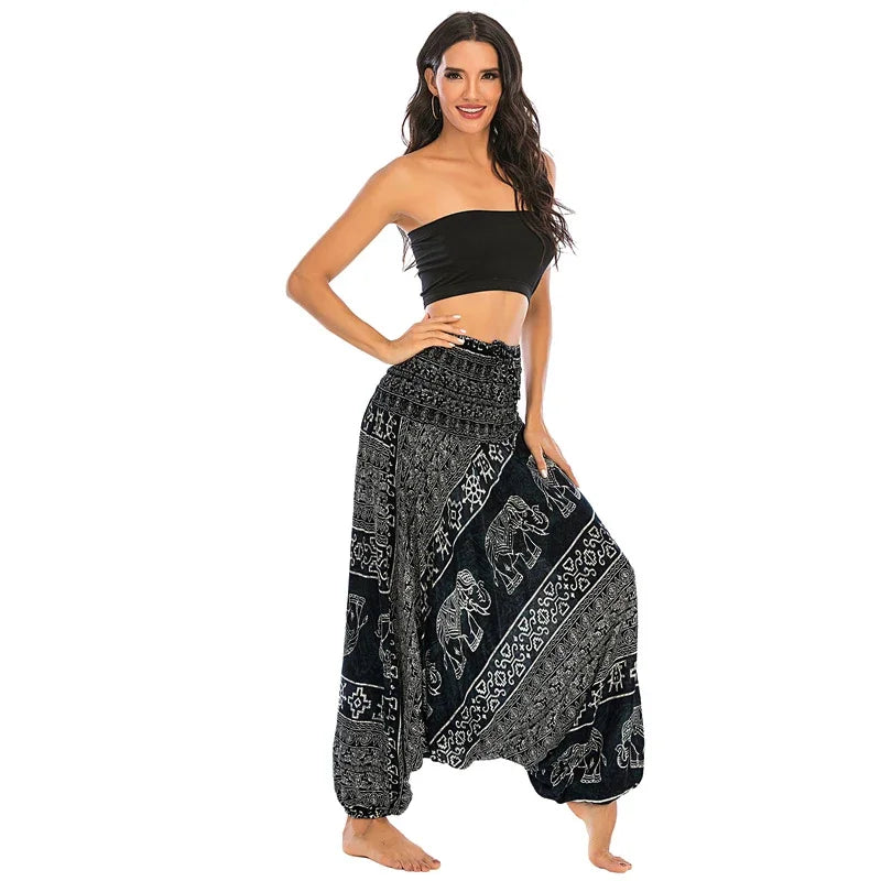 Bohemian Pants Women Pantalones Mujer Hippie High Waist Rayon Harem Baggy Boho Yoga Beach Wear Pour Femme Calca Feminina Printed - Matrix Studios
