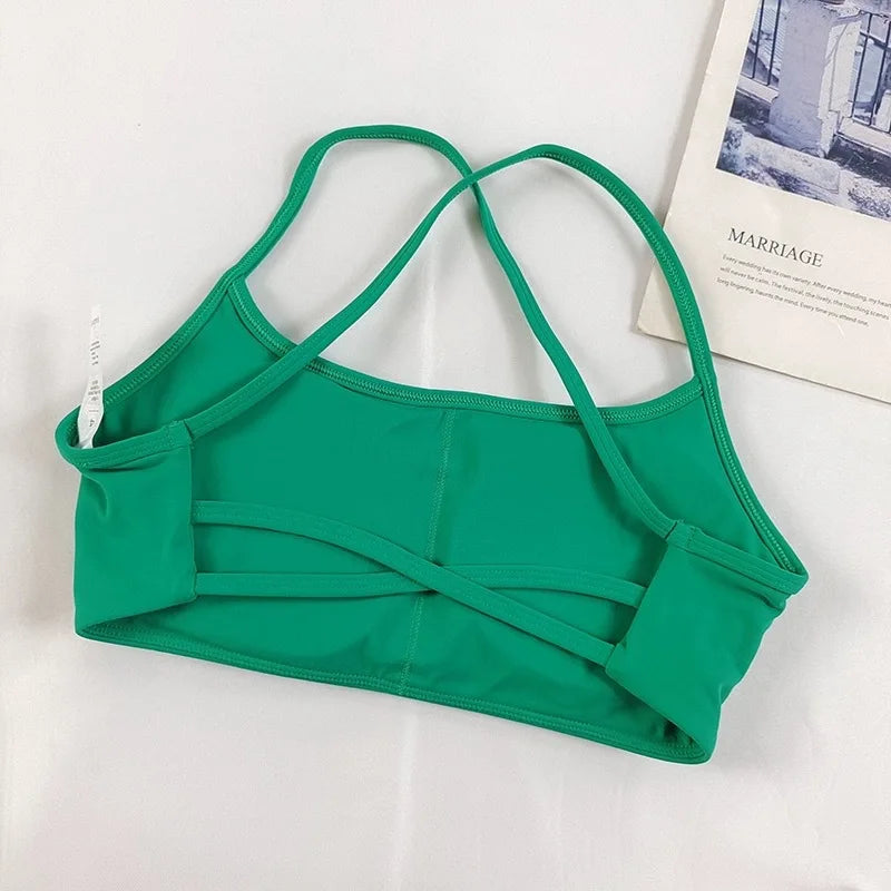 Colorful Strappy Yoga Bra with Sexy Criss Cross Back - Light Support, Quick Dry, Perfect for Summer Workout & Layering - Matrix Studios