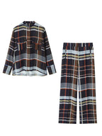Street Fashion Plaid Shirt 2 Pieces Sets Women Long Sleeve Tops Wide Leg  Pants Set 2026 Summer Casual Woman Outfits - Matrix-studios.com