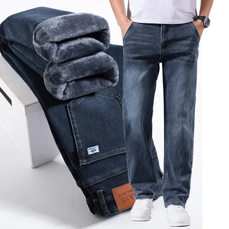 Men's Loose Straight Leg Jeans Retro Washed Elastic Casual Pants Suitable for All Seasons Versatile Pants - Matrix Studios