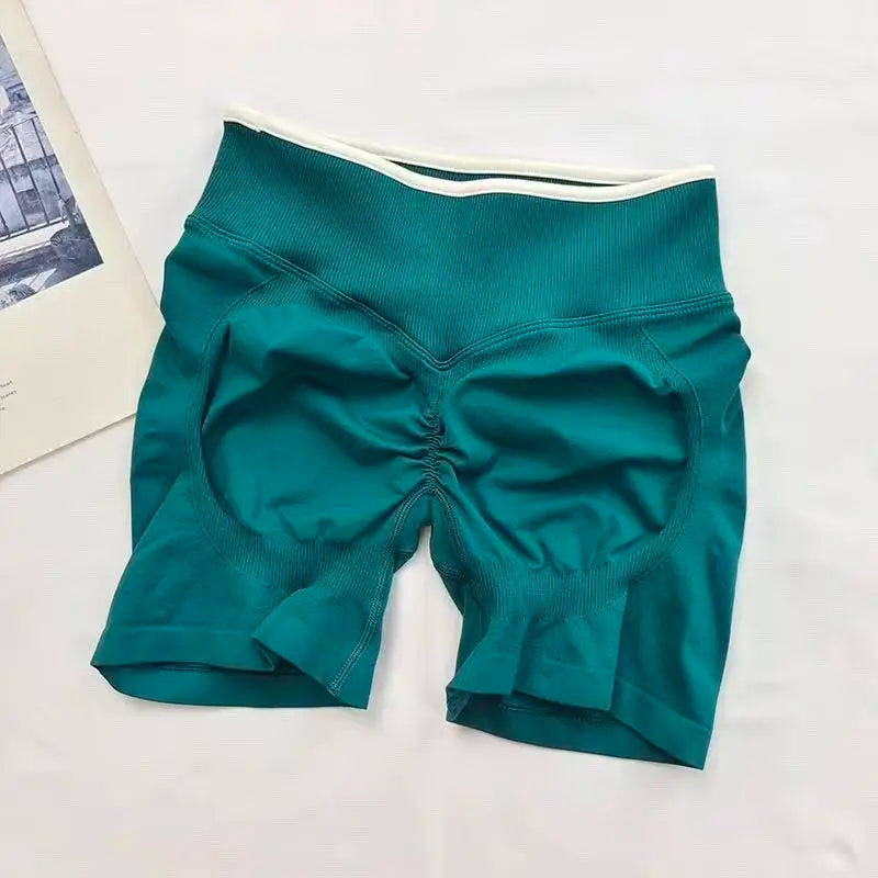 Sexy Seamless Color Blocked Yoga Shorts, Tight Fitting Peach Hip Lifting Sports, Women's Outdoor Running And Fitness Pants - Matrix Studios