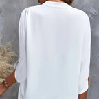 Plus Size Shirts New V-neck Summer Elegant Women's Blouses Solid Color Loose Short Sleeve Casual White Office Lady Tops Clothing - Matrix-studios.com