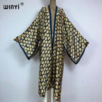 WINYI Summer New Fashion Print Women Cardigan Loose Long Dress Elegant Party Boho Maxi Beach Holiday Cover Up Kimonos Kaftan - Matrix Studios