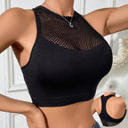 Women Sexy Tank Tops Fishnet Hollow Out Sports Off Shoulder Crop Top Female Outwear Stretch Comfortable Casual Tanks Chic Vest - Matrix-studios.com