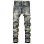 Men's New Casual Motorcycle Jeans Hip Hop Street Riding Stretch Slim Fit Straight Pants Patchwork Fashion Denim Trousers Male - Matrix Studios