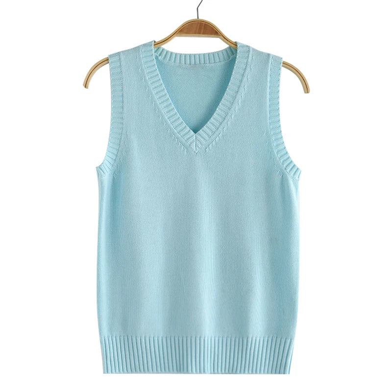 Preppy Style Teenager School Girls Uniform Sleeveless Sweaters Knitted Vest Students Y2K Lolita Pullover Waistcoat Women JK Tops - Matrix Studios