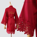 Summer Lace Sleepwear Bride&Bridemaid Wedding Robe Gown Solid Embroidery Kimono Bathrobe Women Casual Home Night Dress M L Xl - Matrix-studios.com