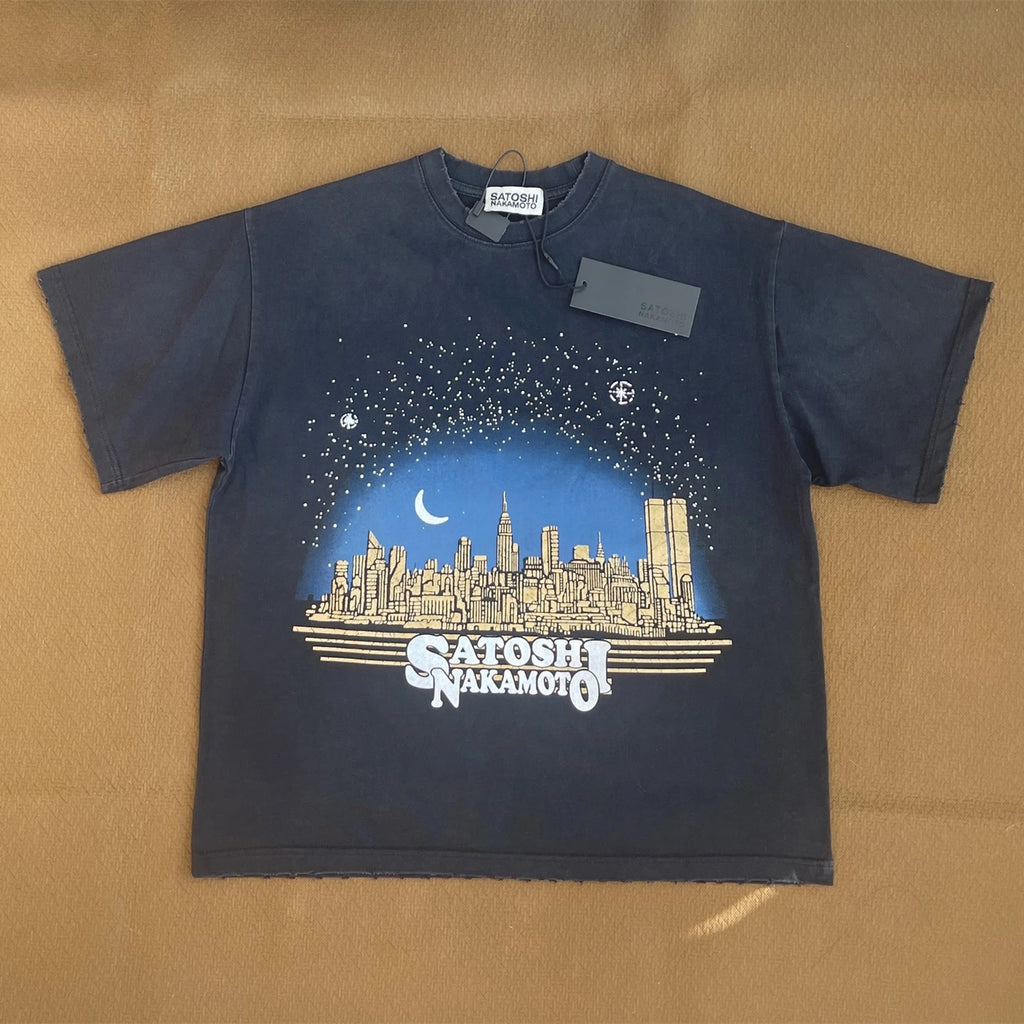 Satoshi Nakamoto Hole New York Night Skyline Short Sleeve T Shirt Men Women High Quality Tee Tops T-Shirt - Matrix-studios.com