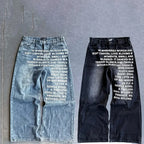 American Retro Patterned Alphabet Men Jeans Personalized Street Clothing Y2K Goth Men and Women Fashion Casual Pants - Matrix Studios
