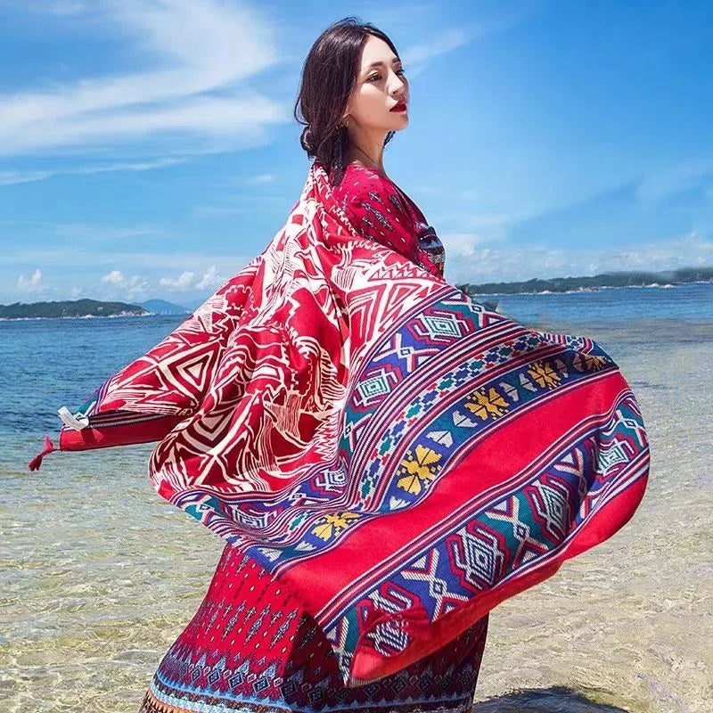 2018 New 90x180cm Twill cotton Pareo Beach Cover-Ups Women Large Beach Dress Bikini Bathing Swimwear Cover Up Sarong Wrap Scarf - Matrix Studios
