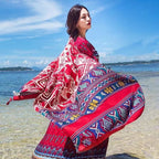 Fashions 90x180cm Twill Cotton Pareo Beach Cover-Ups Women Large Beach Dress Bikini Bathing Swimwear Cover Up Sarong Wrap Scarf - Matrix Studios
